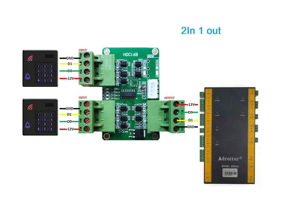 Multi-Way Wiegand Converter, WG-Transfer 2In 1out Or 1In 2out Automatic Recognize WG26~WG80 Format Use To Access Control System