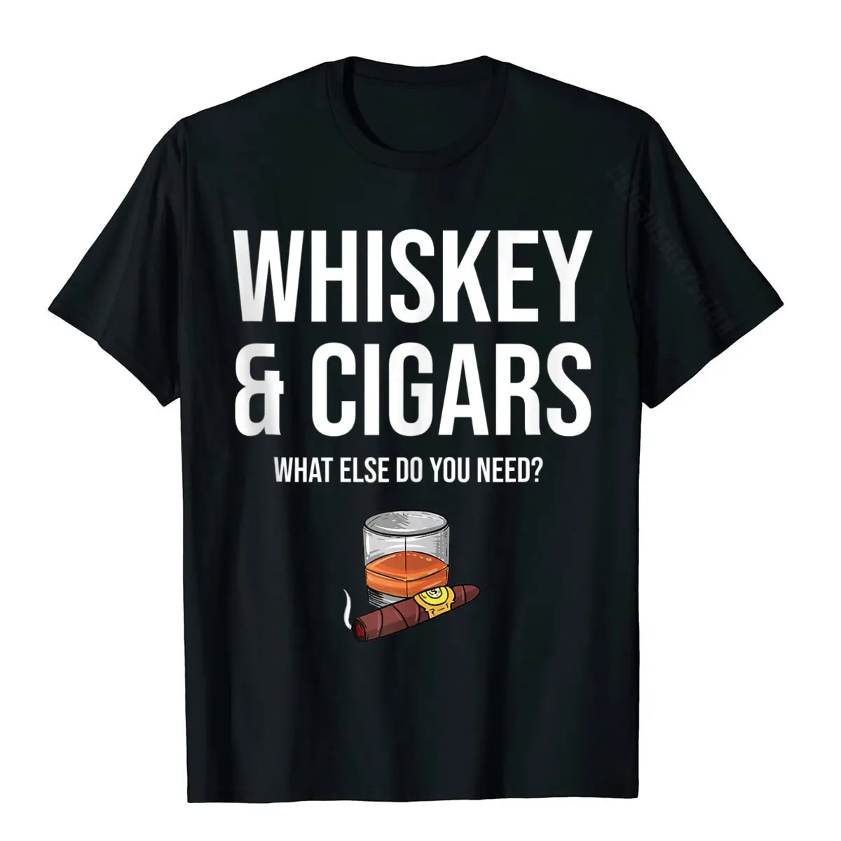 Whiskey Cigars Cuban CigarSmoker Whisky Basic Top Tops Shirt Slim Fit Comfortable Cotton Student Top T-Shirts Comfortable