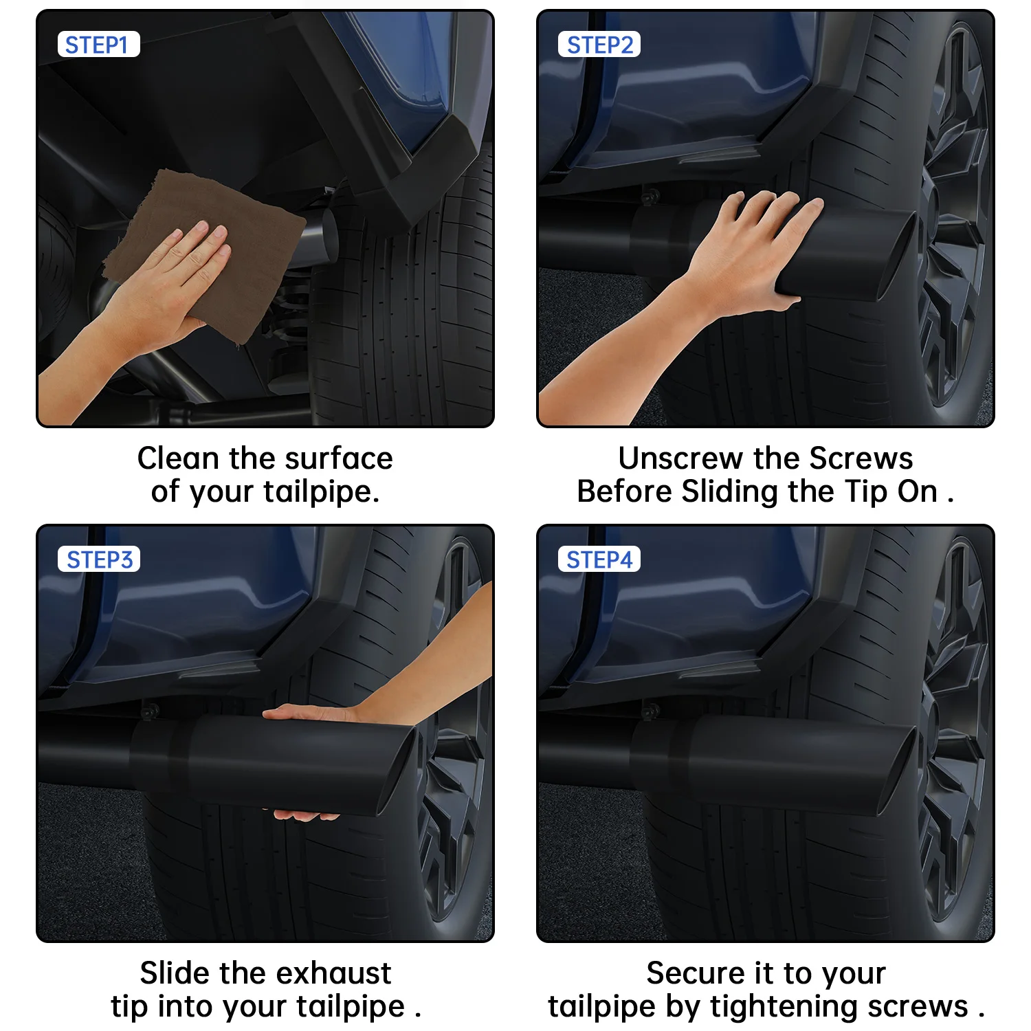 1pcs Ujung Knalpot Stainless Steel 2.75 Inci Hitam Perak Desain Lurus dengan Baut untuk Knalpot Mobil Truk 2.75 x 3.5 x 12 Inci