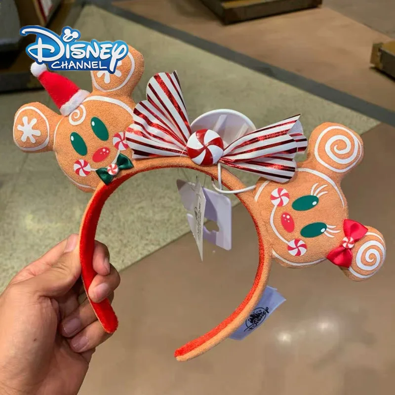 2020 New Disney Christmas Mickey Mouse Gingerbread Candy Headband Ears Headband Disneyland Minnie Christmas Decoration Gifts