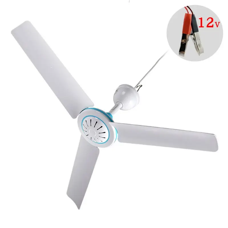 Household 12V Ceiling Fan Air Cooler Hanging Tent Fans with 2.4m Cable for Home Bed Camping Outdoor Office Barbecue