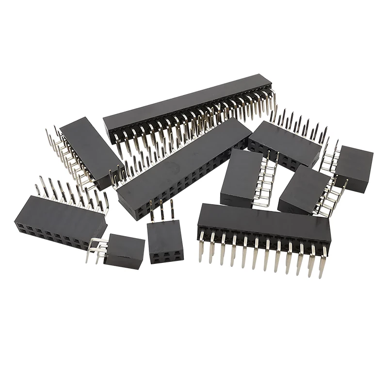 10Pcs 2x2/3/4/5/6/7/8/9/10/12/16/20/40 Pin 2.54mm Connector Strip Socket Double Row Female Right Angle For Arduino