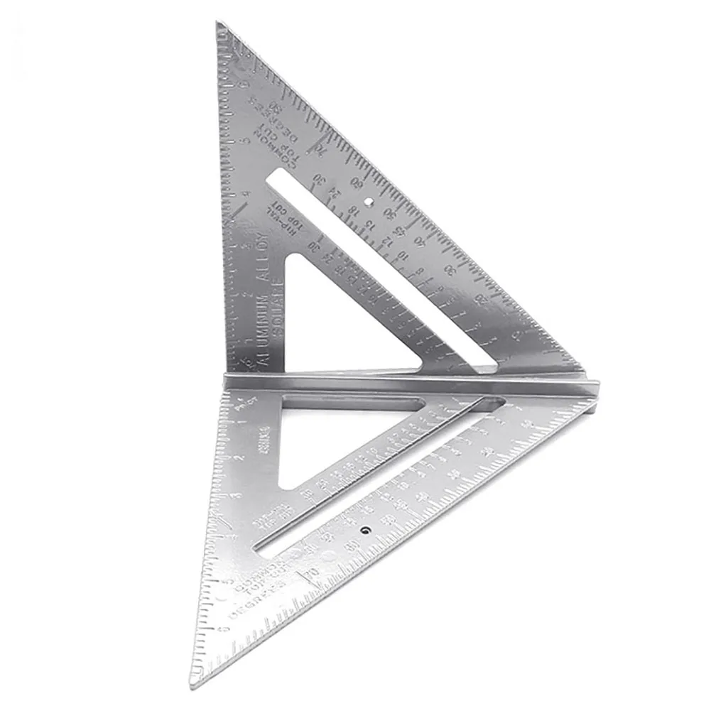 7inch Aluminum Alloy Triangle Angle Protractor Measuring Ruler Woodworking Tool Line Scriber Saw Guide 2 in 1 Ruler