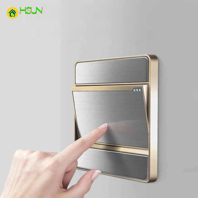 Household Brushed Switch socket panel 5 hole USB socket 16A air conditioning socket 1Gang 2 Gang 3 Gang 4 Gang 1Way 2Way switch