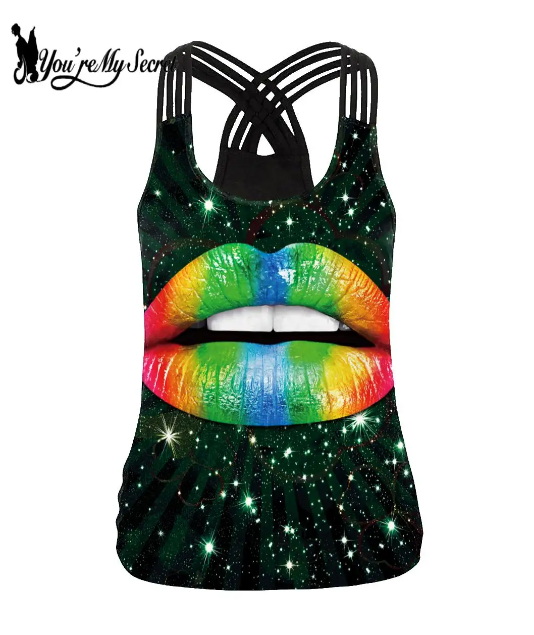 [You're My Secret] St. Patrick's Day Clover Style Printing Hollow Backless Camisole Femme Crop Tops Vest Women Summer Party Wear