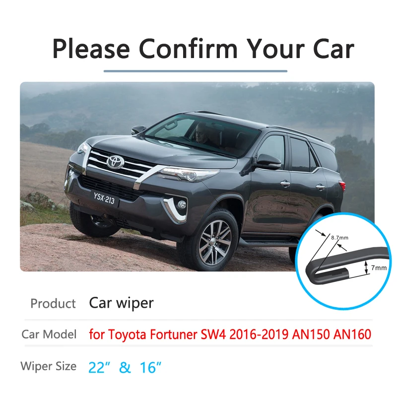 Car Wiper Blade for Toyota Fortuner SW4 2016~2020 AN150 AN160 Front Windscreen Windshield Brushes Car Goods 2017 2018 2019