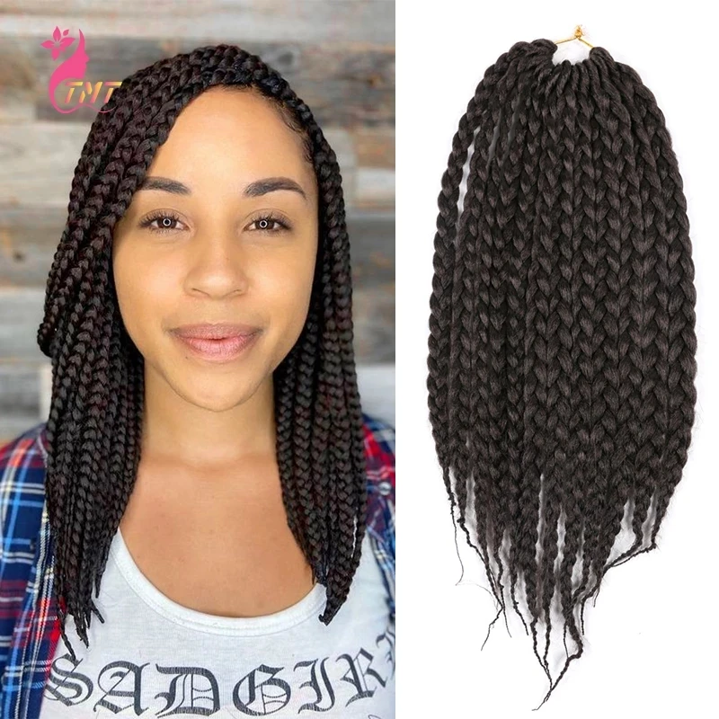 TMT 14 18 Inch Crochet Braids Synthetic Box Braids Twist Hair Extension for Black Women Blond Brown 22 Stands Braiding Hair