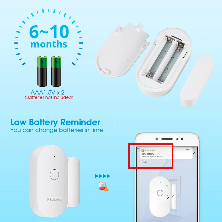Fuers Tuya Smart Home WiFi Door Sensor Door Open Detectors Security Protection Alarm System Home Security Alert Security Alarm