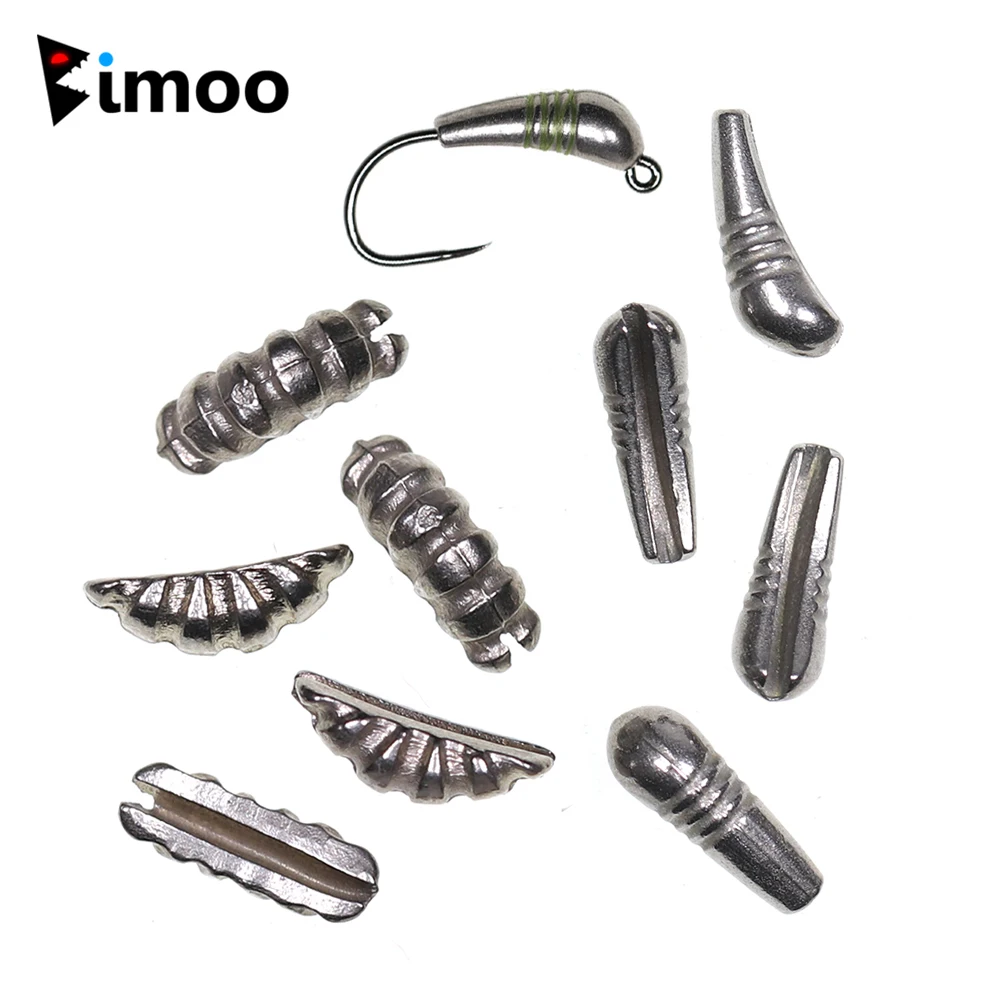 

Bimoo 50pcs XS S M L Fishing Tungsten Shrimp Nymph Body Fast Sinking Jig Hook Back Beads Ribbed Scud Shell Fly Tying Material