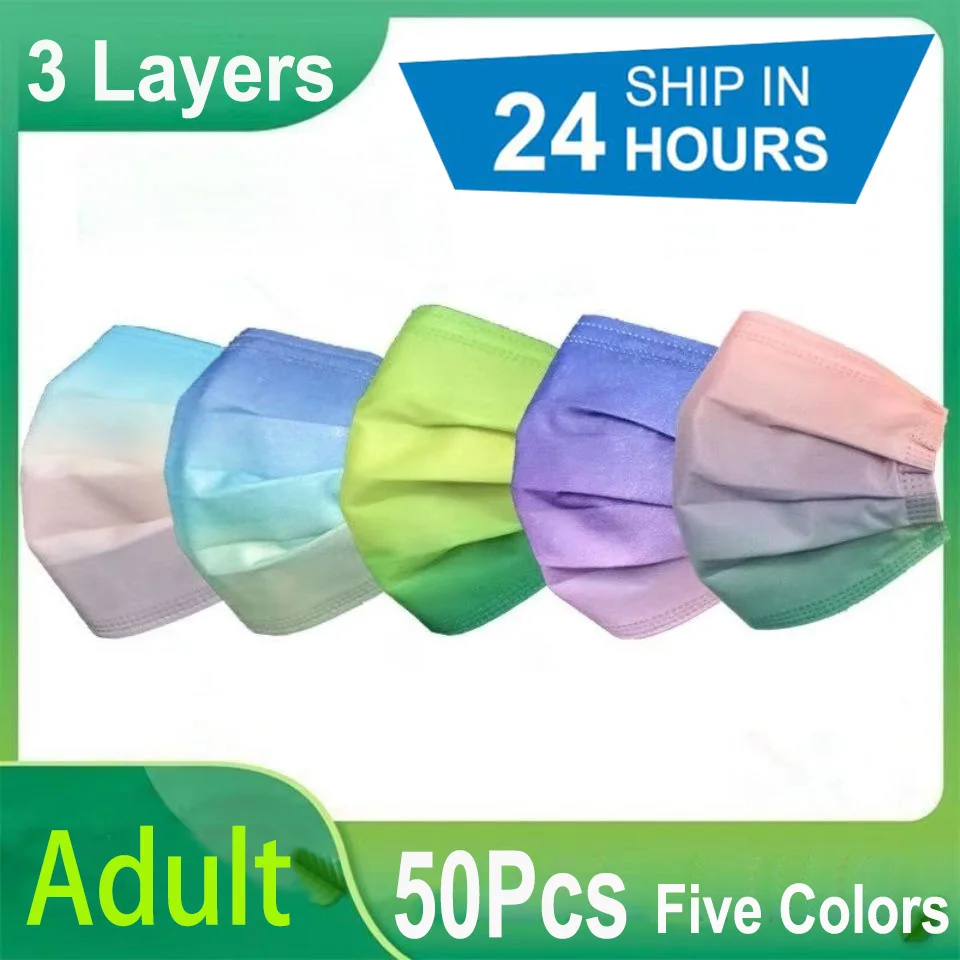 Beautiful Girl Gradient 5-color Disposable Mouth Masks 3 layer Protection Dustproof Breathable Male and Female Adult Face Masks