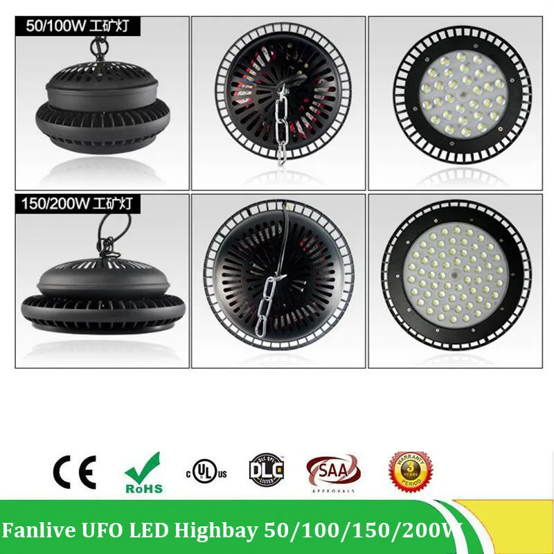 

50W 100W 150W 200W Led UFO High Bay Flood Light 200W Industrial Lighting IP65 Waterproof High Bay , AC100-265V 5years Warranty