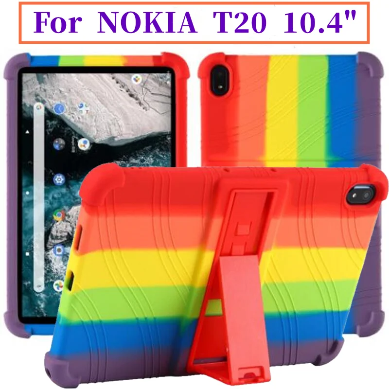 

For Nokia T20 10.36 Android Nokia t20 TA-1392 Soft Silicon Case Stand Cover Back Protective Tablet Cover Protect Shell