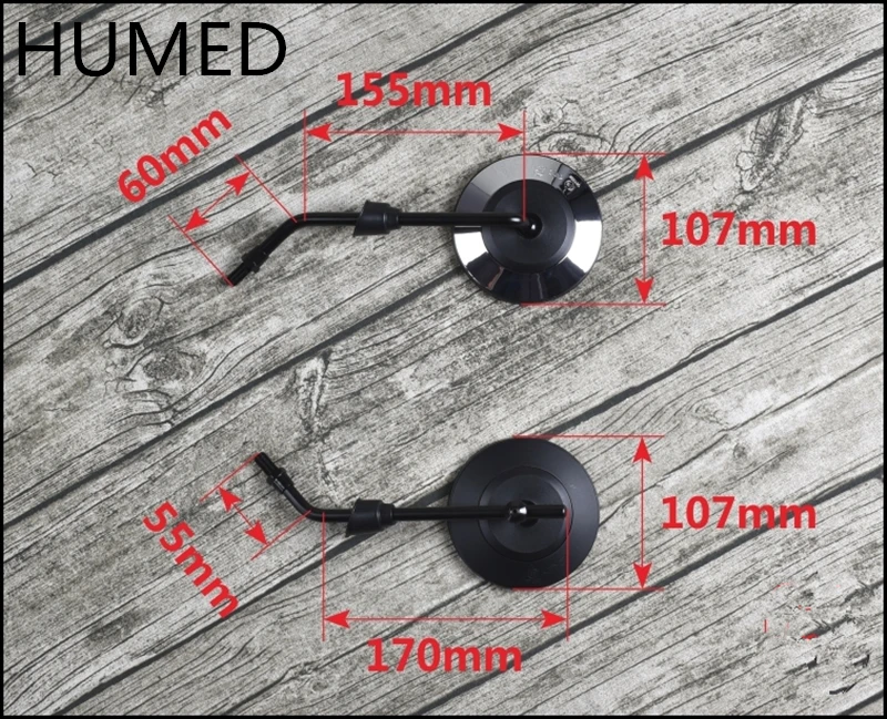 Vintage Universal Motorcycle Round Side Black View Mirror Motorbike e-bike Scooter 10mm 8mm Rearview Mirrors for GN GG