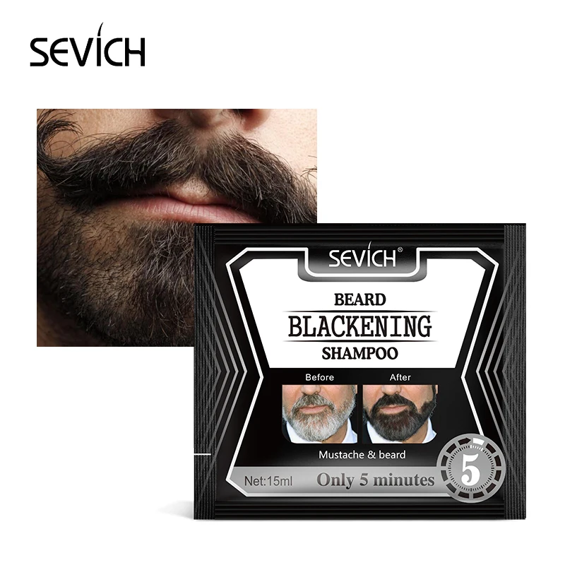 Sevich 15ml Beard Blackening Shampoo Only 5mins Fast Dye Beard Into Black Long Lasting 4 Weeks Coloring Nourishing Beard Product