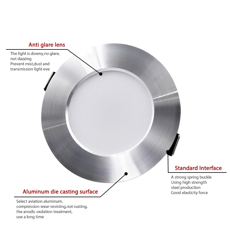KARWEN-Luz LED descendente para sala de estar, 5W, 7W, 9W, 12W, 15W, cuerpo plateado, luz de techo blanca fría y cálida, CA 220V, 230V, 240V