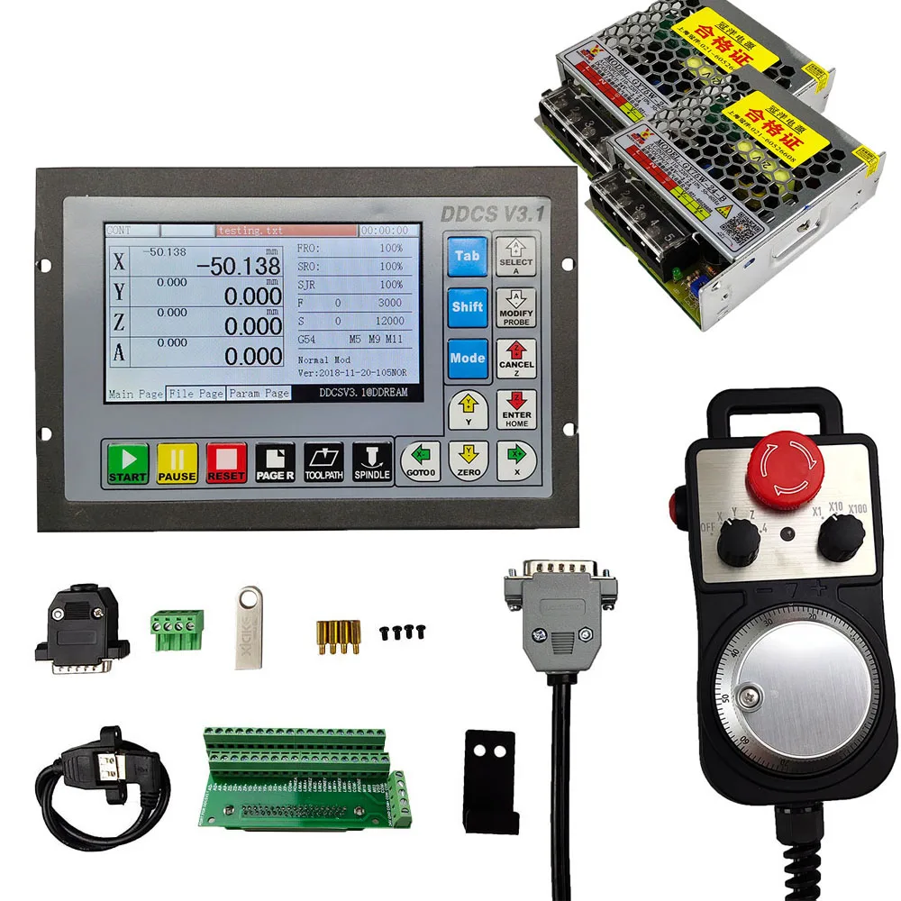 

Controlador CNC sin conexión DDCSV3.1, 3/4 ejes, 500KHz, código G, parada de emergencia de 4 ejes, rueda de mano electrónica MPG