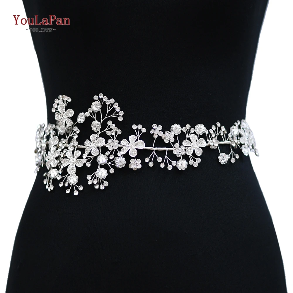 YouLaPan – ceinture de mariée princesse SH273, avec des strass et des fleurs en alliage, pour femmes, nouveau Style