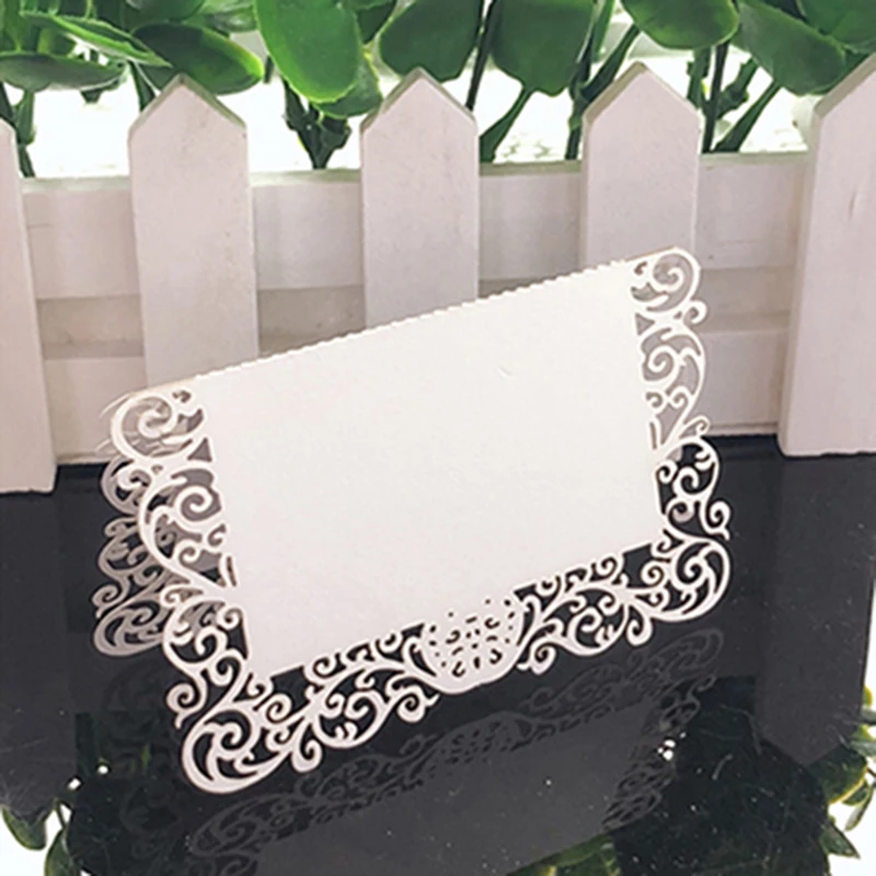 50pcs White Lace Name Place Cards Wedding Decoration Table Decor Table Name Message Greeting Card Party Christmas Decoration