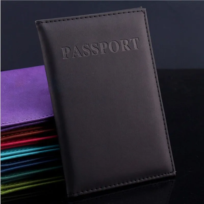 Fashion Women Men Passport Cover Pu Leather Solid color Travel ID Credit Card Passport Holder Packet Wallet Purse Bags Pouch