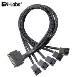 SATA to 3 Pin 4 Pin Fan Sleeved Power Splitter Cable Adapter,15Pin SATA to 1/2/3/4/5 TX3 / TX4 (PWM) 12V PC Case Cooler Y Cord