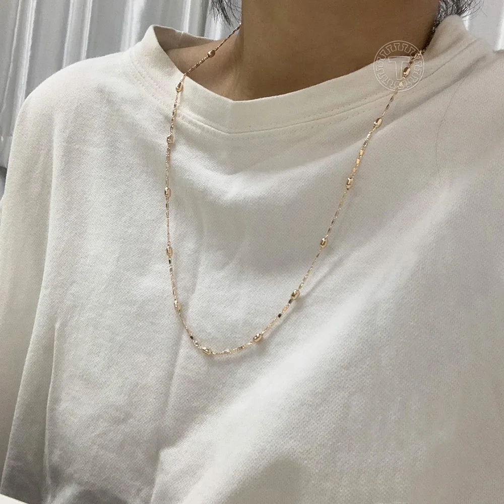 Fashion 2mm 585 Rose Gold Color Jewelry Set for Women Girls Beaded Bracelets Necklaces Set Bead Chain Wedding Jewelry Gift CS28A