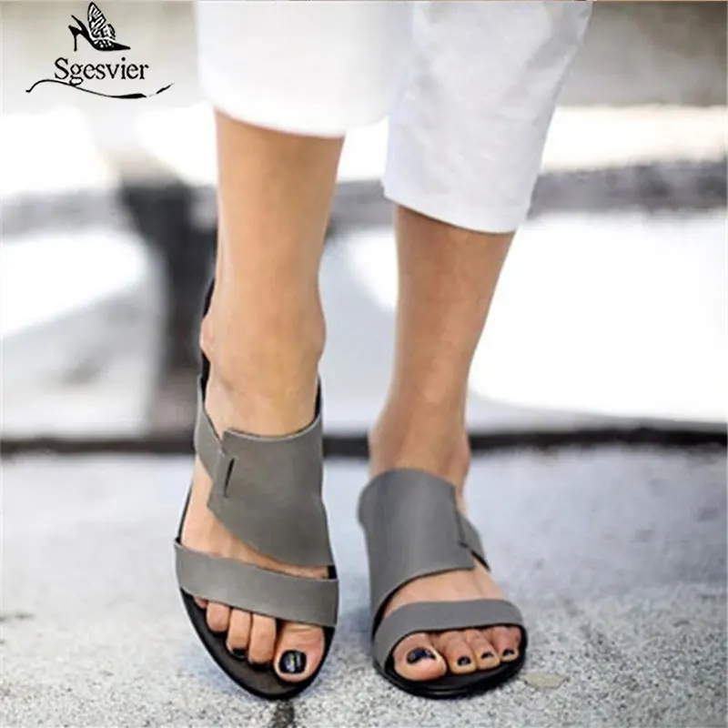 Sgesvier 2020 New explosions women sandals solid colors summer shoes simple fashion casual shoes woman flat shoes big size 48