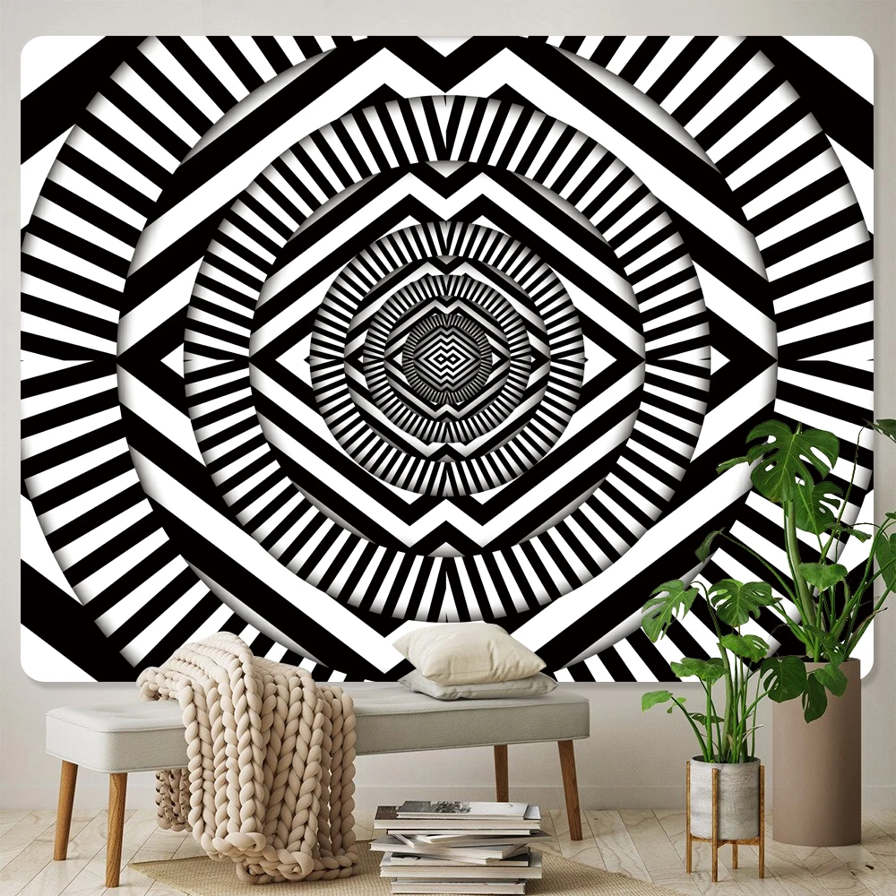 Psychedelic scene eye illusion abstract home decor art tapestry hippie bohemian decor yoga mat sofa blanket sheet