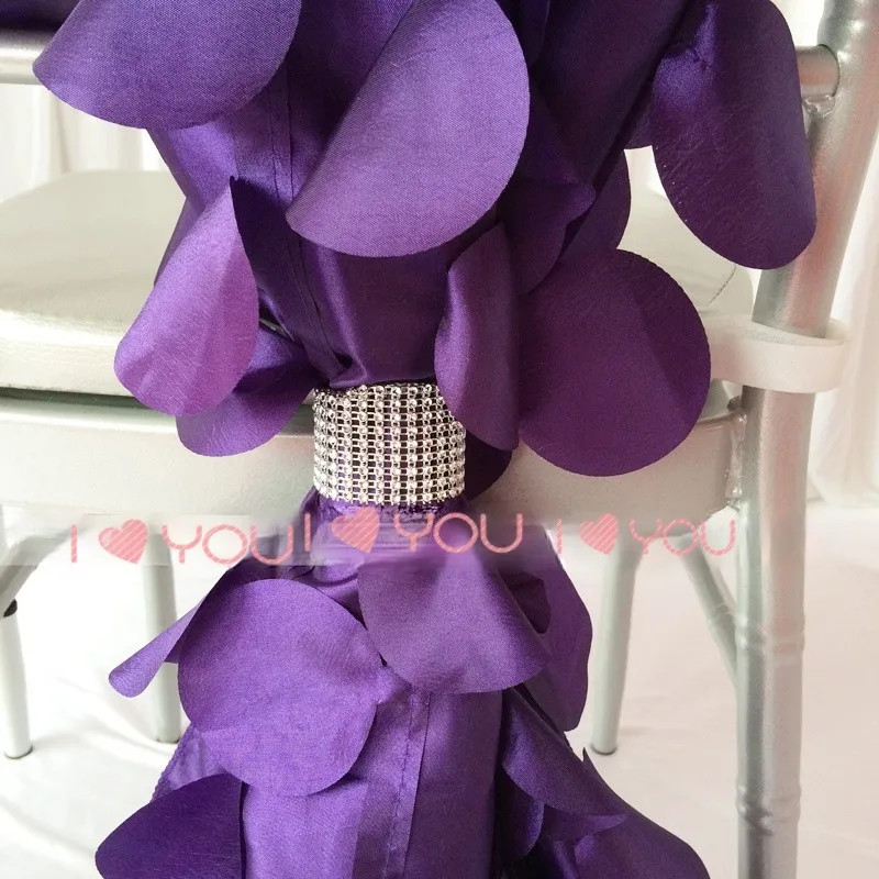 20PCS 35cm*200cm 3D Taffeta Chiavari Chair Sash In Purple Wafer Shape Wedding Party decoraton Supplies