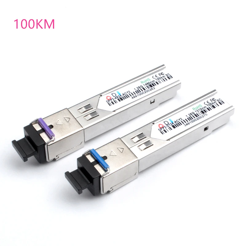 Sc Sfp Glasvezel Module 1.25G Sc 20/40/60/80/100Km 1310/1490/1550nm Single Fiber Sfp Optische Module Compatibel Code Onu Olt