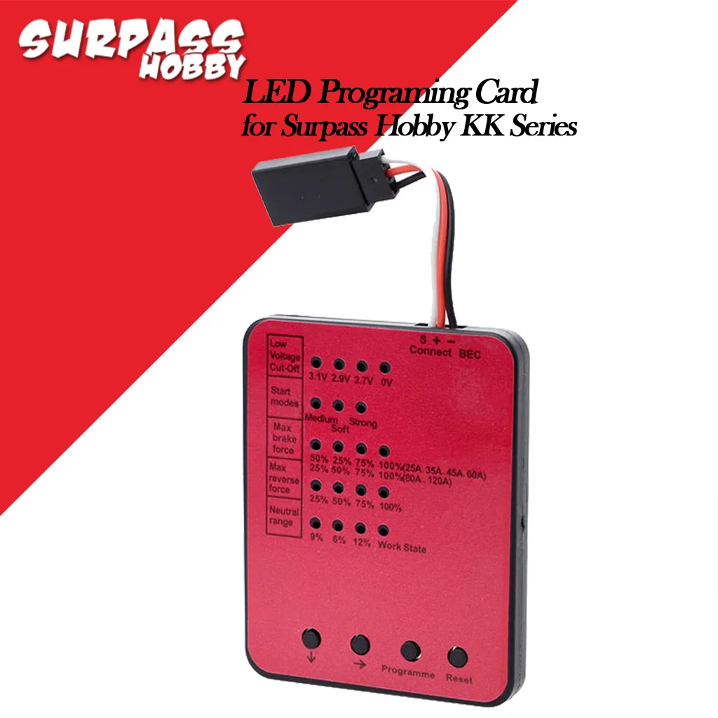 Surpass Hobby LED Programming Card for 25A 35A 45A 60A 80A 120A 130A Brushless ESC Rocket Hobbywing Flycolor RC Crawler Car Boat