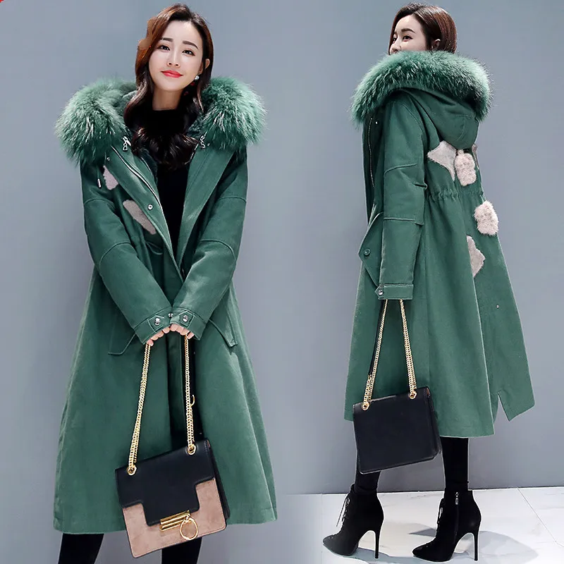 

Fashion Winter Jacket Women Clothes 2020 Korean Padded Warm Long Coat + Large Fur Hooded Print Ladies Coat Hiver TF81150