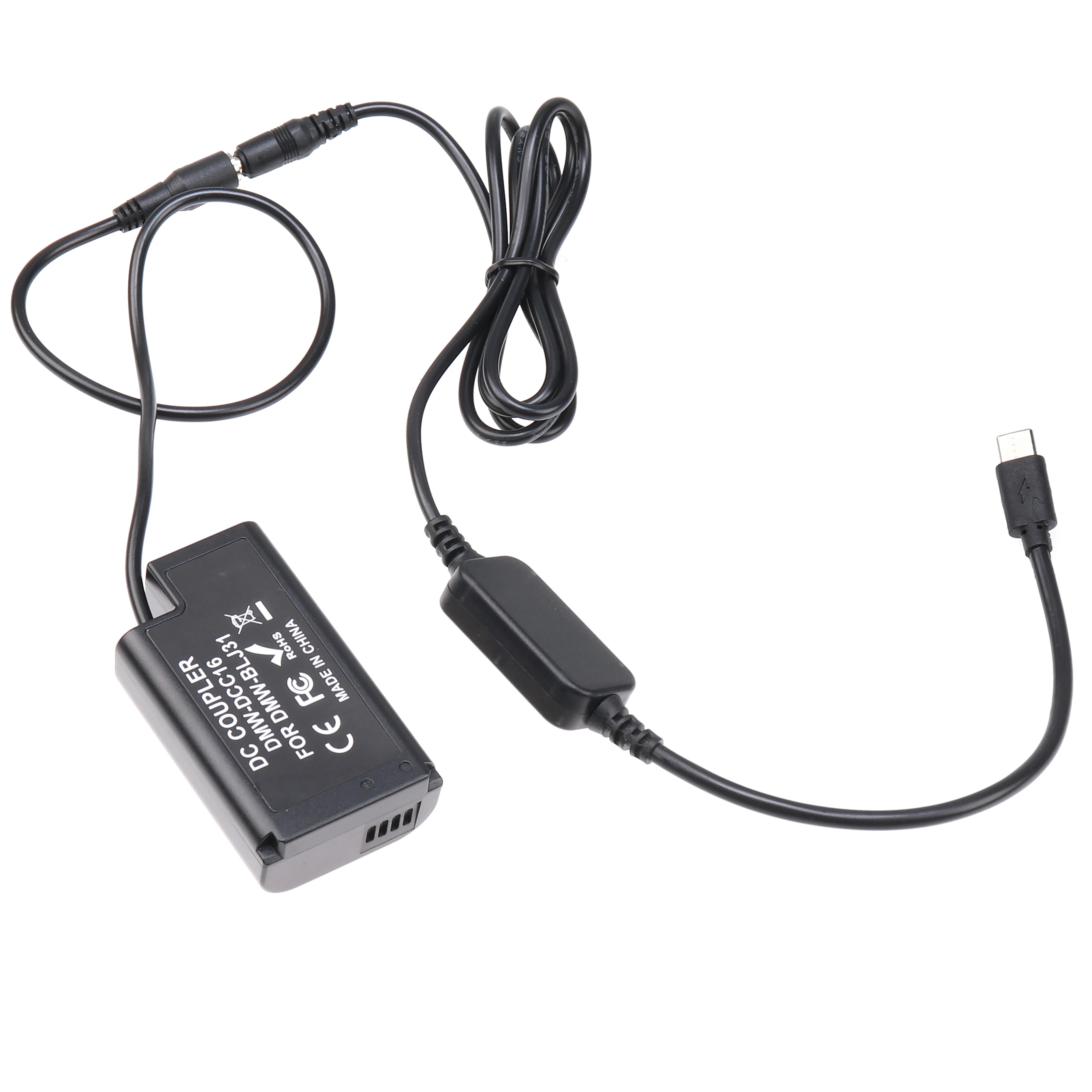 Adaptador de bateria manequim FOTGA DMW-BLJ31 + cabo tipo C para Panasonic S1 S1H S1R USB-C tipo-C para DMW-DCC16/DMW-BLJ31 bateria manequim