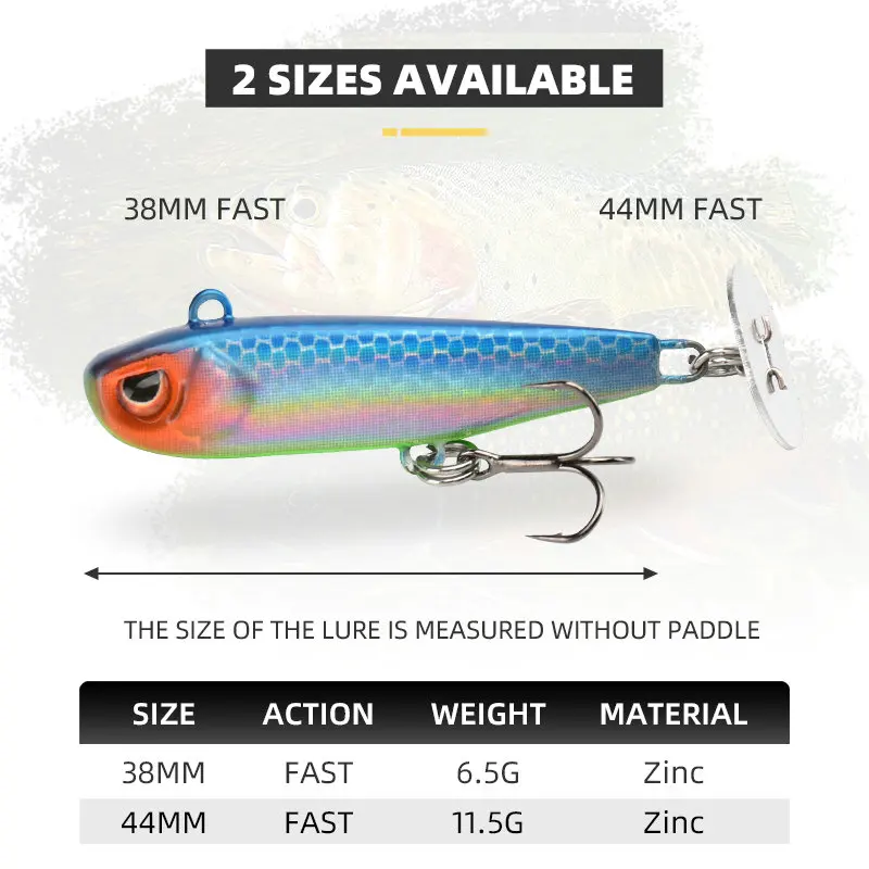 BLUX Rattle Tail 38mm 44mm Power Shining Paddle Metal Jig Fast Zinc Jigging Spoon Bait Bass Trout Sinking Hard Fishing Lure