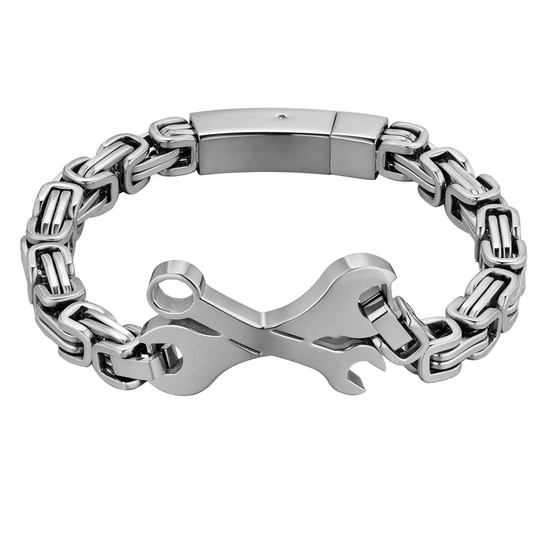 BONISKISS Creative Spanner Wrench Charm Bracelet Men Stainless Steel Gold Silver Color 2020 Jewelry Accessories Dropshipping