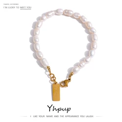 Yhpup Stainless Steel Natural Pearl Bracelet Stylish Chain LOVE Women Bracelet High Quality Jewelry ะฑะตะถััะตัะธั ะถะตะฝัะบะฐั ะบะพะปัะต