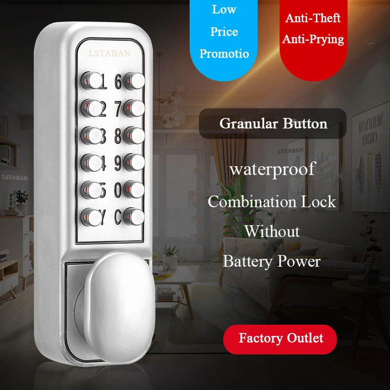 

LSTABAN Zinc Alloy Mechanical Waterproof Digital Door Lock Keyless Safety Combination Password Fireproof Keypad For Home Office