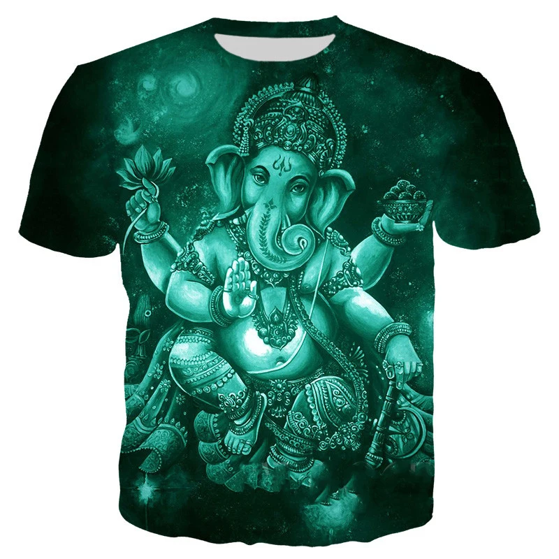 Ganesha T-shirts 3D Print Hindu God of Wisdom Ganesha Tshirt Men Women Summer Casual Short Sleeve Harajuku Oversized T-shirt