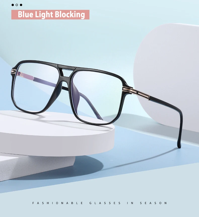 Blau Licht Blockieren Gläser Rahmen für Männer und Frauen Optische Gläser Vollrand Aviator Stilvolle Rezept Brille Pilot Rahmen – Detail 1