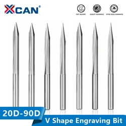 XCAN gravür alet uçları 10 adet 20/30/45/60/90 derece düz V Bit karbür ucu frezeleri 3.175 Shank CNC Router bit ağaç İşleme için