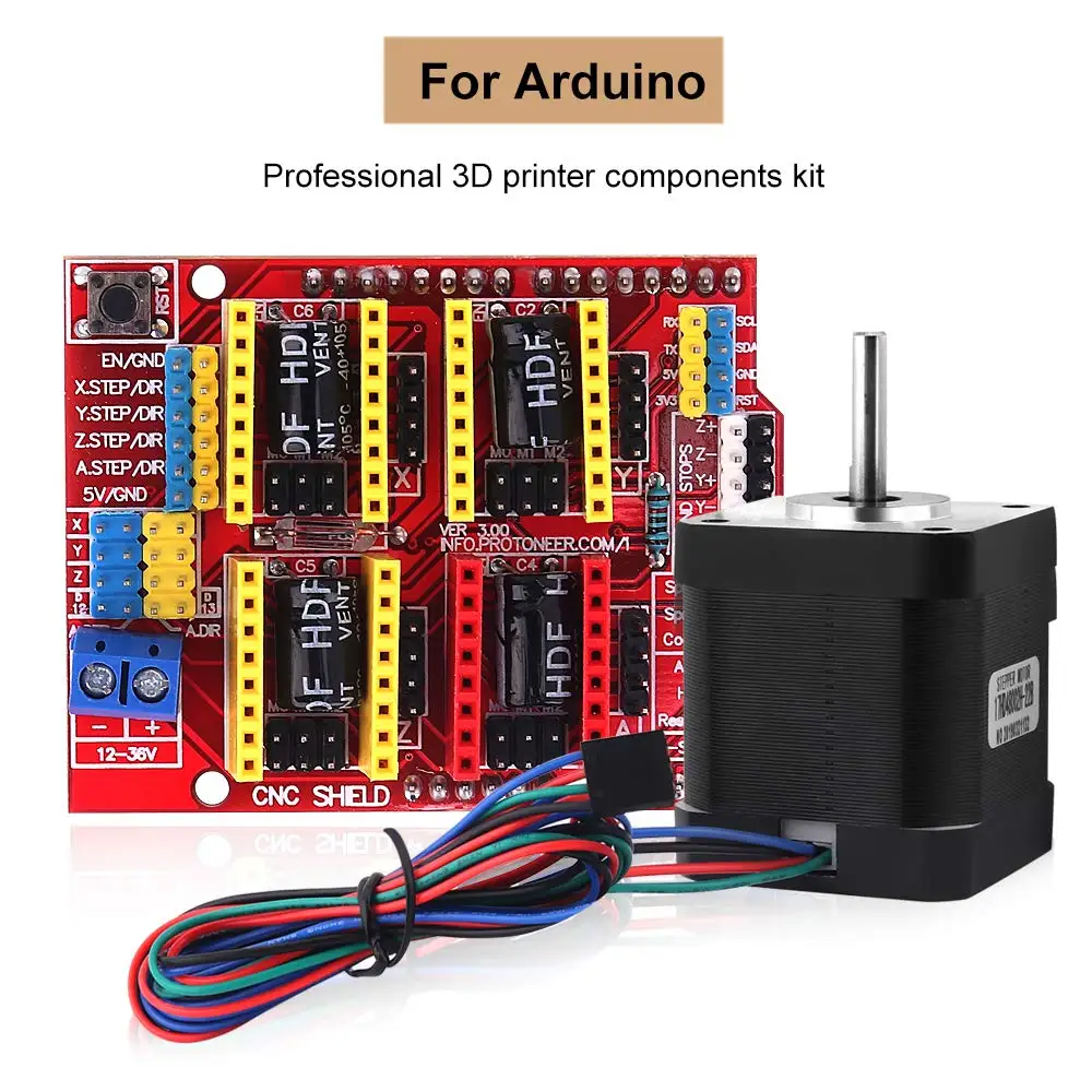 3D Printer CNC Kit,for Arduino GRBL Shield+UNO R3 Board+RAMPS 1.4 Mechanical Switch Endstop+DRV8825 Motor Driver+Nema 17 motor