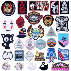 Skull Small Icon Embroidered Iron on Patches for DIY Stripes Clothes Patchwork Sticker Custom Applique