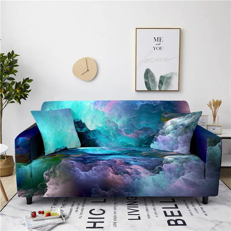 Home Living Luxury 3d Flowing Marble Print Sofa Decor Seat Protector Cover Elastic Slipcover Couch Cover 1-4 Seaters Sofa Cover