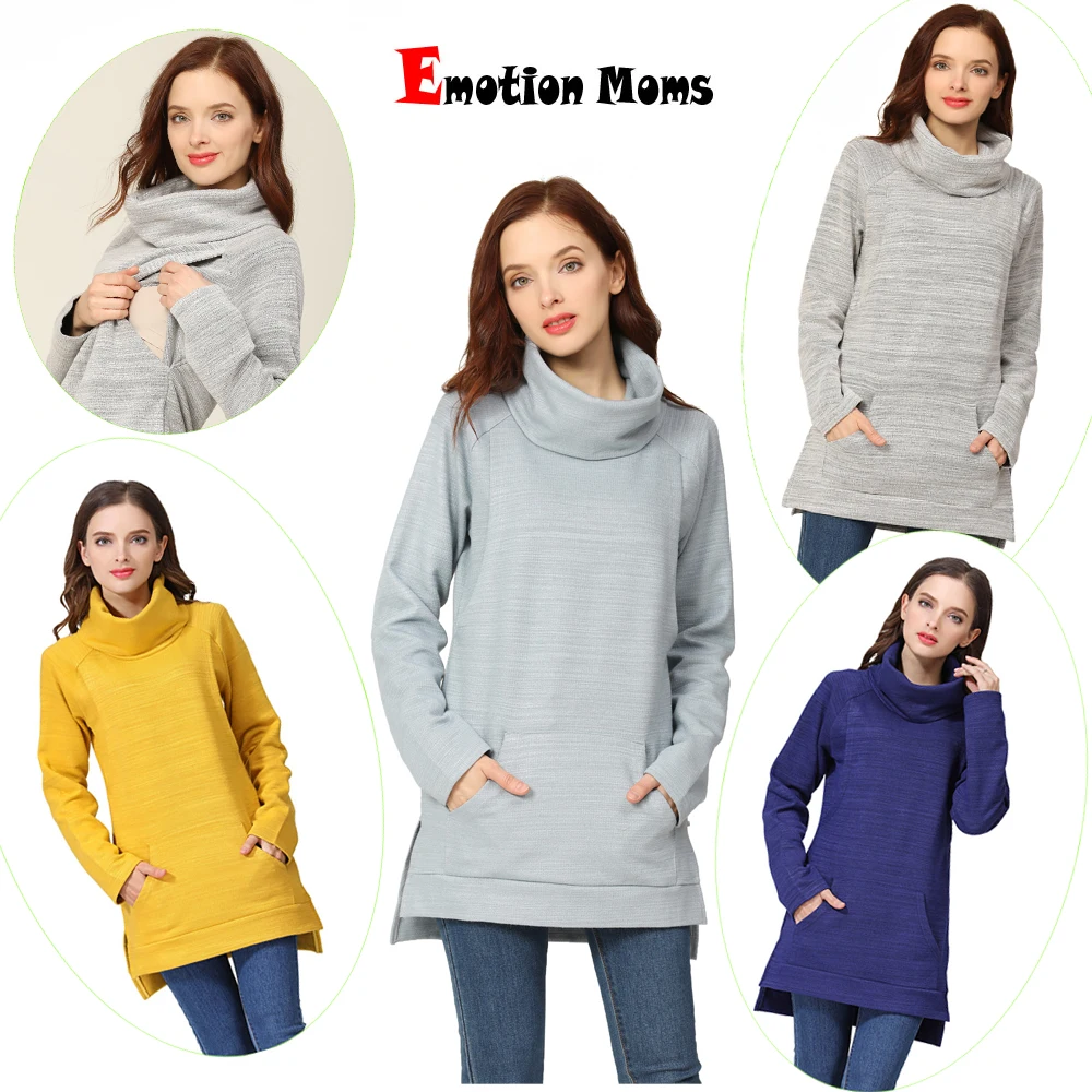 

New Elegant Maternity Clothes Breastfeeding Coat Turtle Neck Nursing Sweaters Hoodie Women Winter Lactation Wear