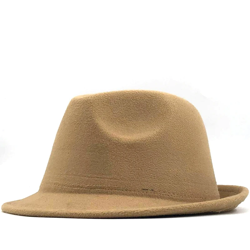 Simple green Wool felt Hat Cowboy Jazz Cap Trend Trilby Fedoras hat Panama cap chapeau band for Men Women 56-58CM