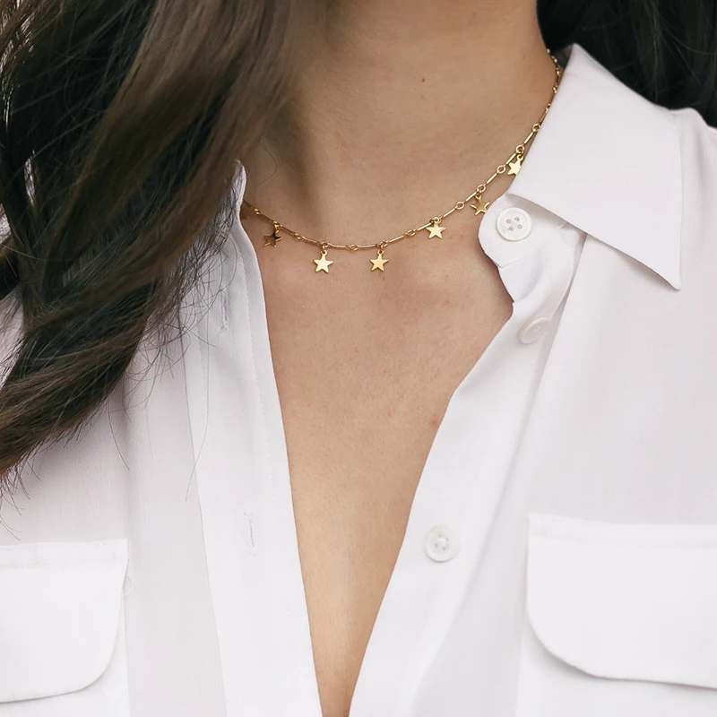 Gold Filled Star Necklace Handmade Jewelry Boho Choker  Pendants Minimalism Collier Femme Kolye Collares Women Necklace