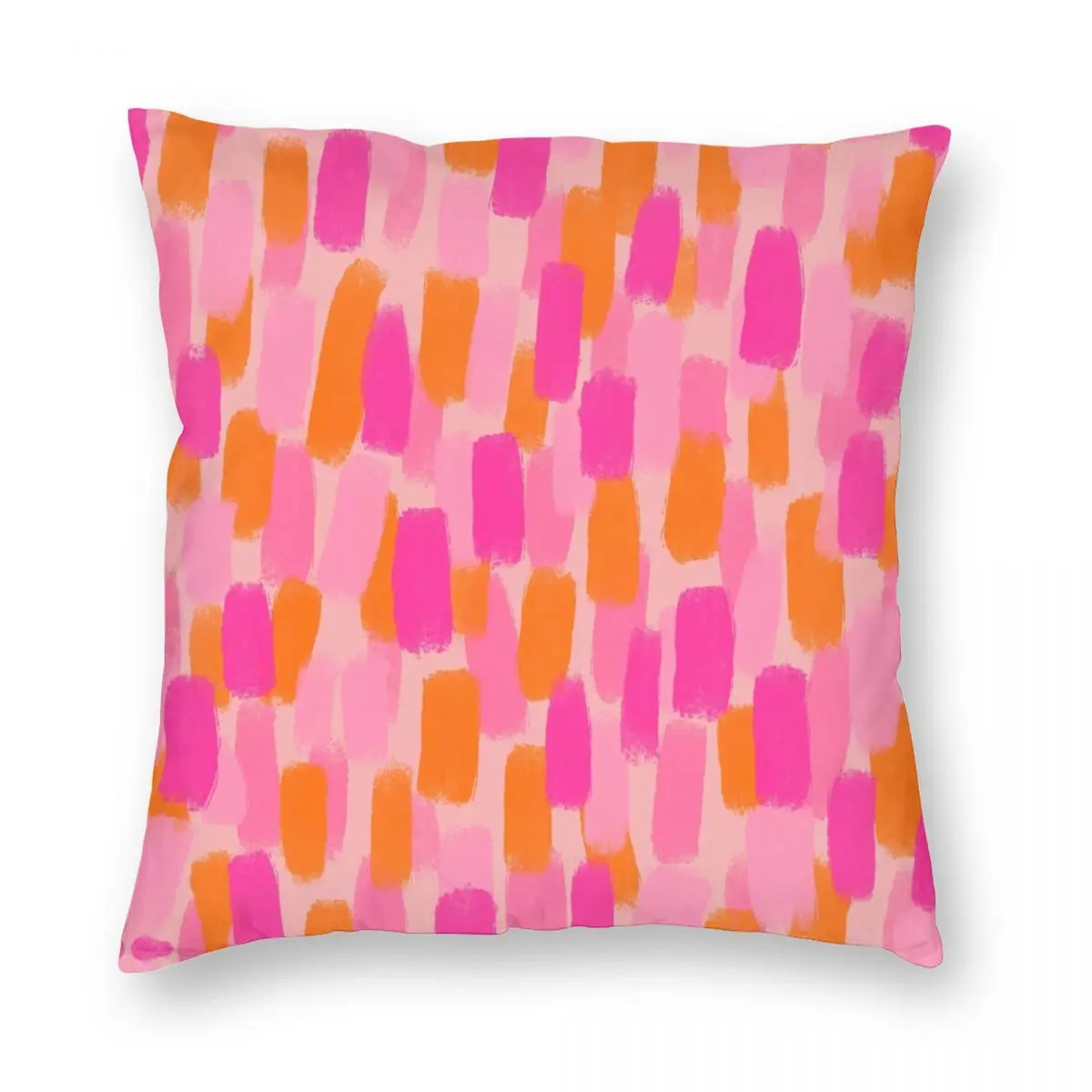 Abstract Pink Orange Paint Brush Effect Pillowcase Polyester Linen Velvet Pattern Zip Decor Throw Pillow Case Home Cushion Cover