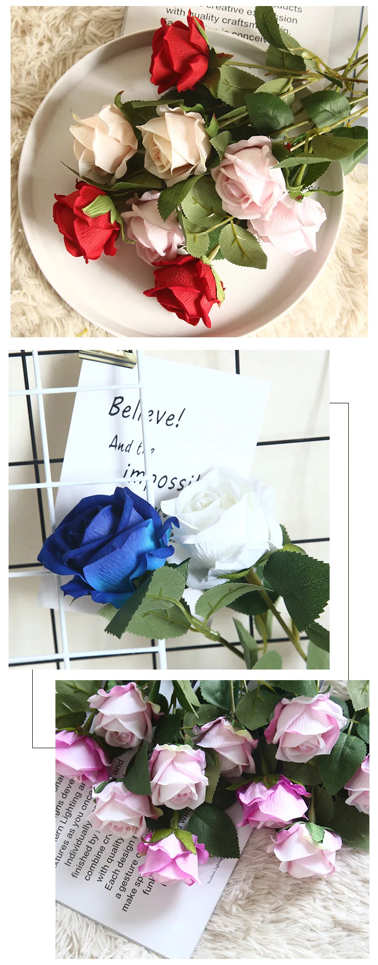 10 Stück Künstliche Blumen Halloween Seidenrosen Lange Zweige Bouquet Hochzeit Heim Zimmer Outdoor Deko Pflanzen DIY Zubehör Geschenke – Detail 8