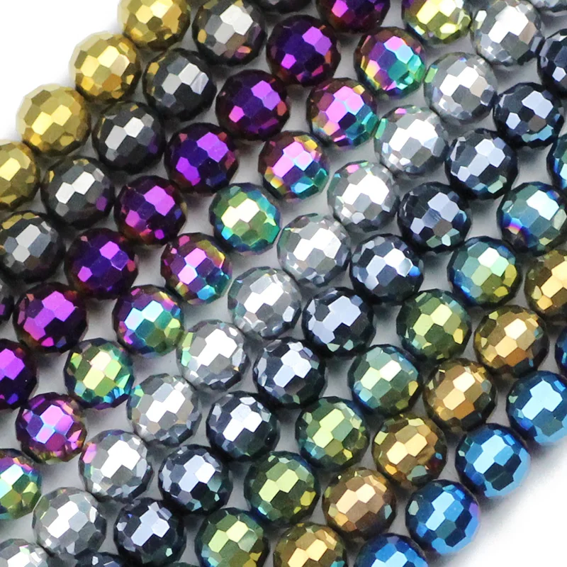 10mm 30pcs 96 Faceted Ball Austrian crystal Plated Color Round Loose Beads For Jewelry Bracelet Necklace Making DIY