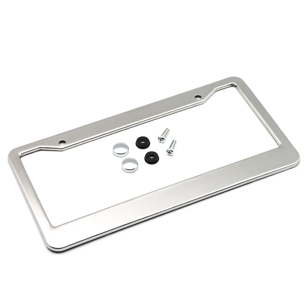 CHIZIYO 1PC Stainless Steel Car License Plate Frame Tag Cover Holder Auto Truck Vehicles For American Canada Car