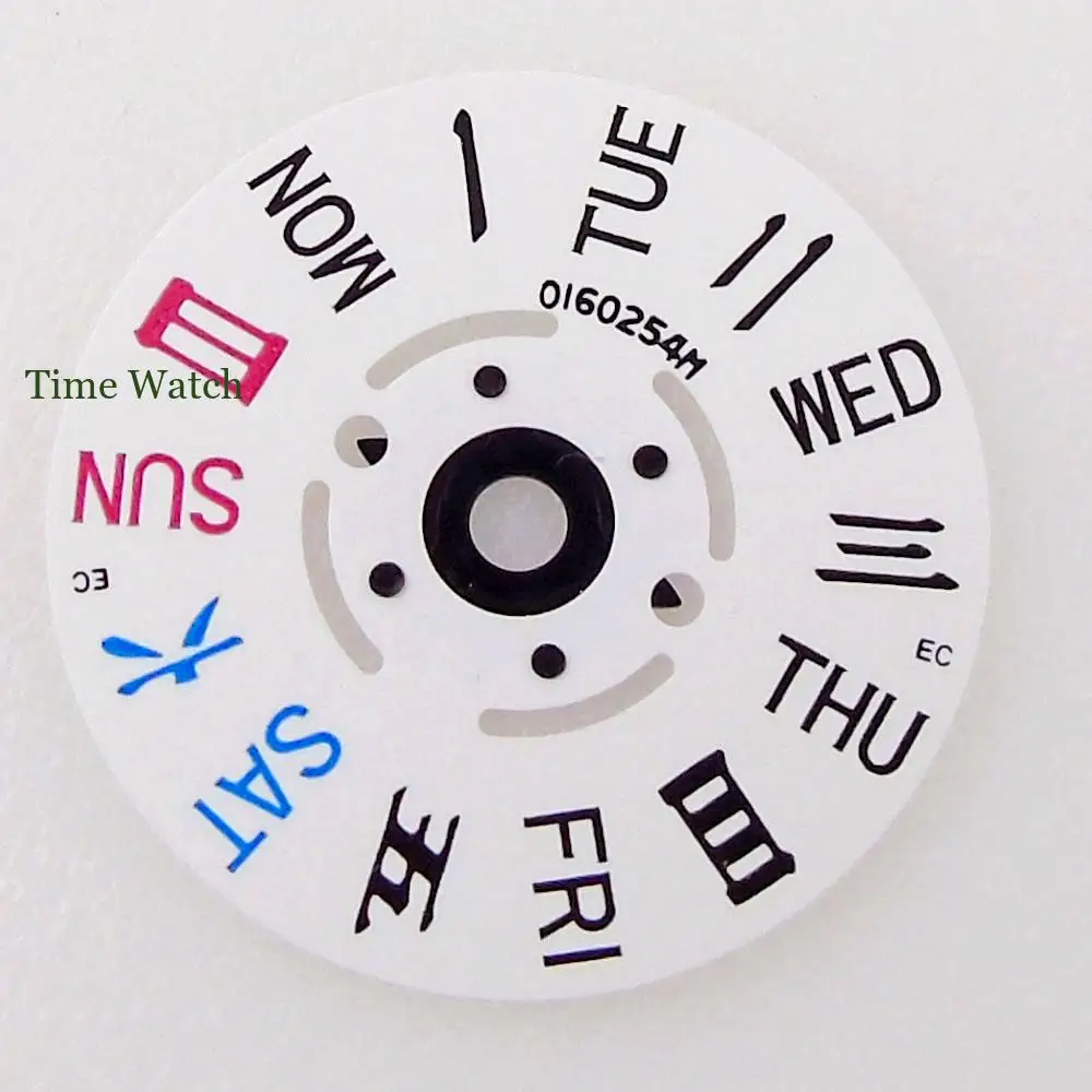 For NH36 Movement Calendar Wheel Week Day Display For 3 o'clock Crown White Color
